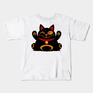 Black Lucky Cat Kids T-Shirt